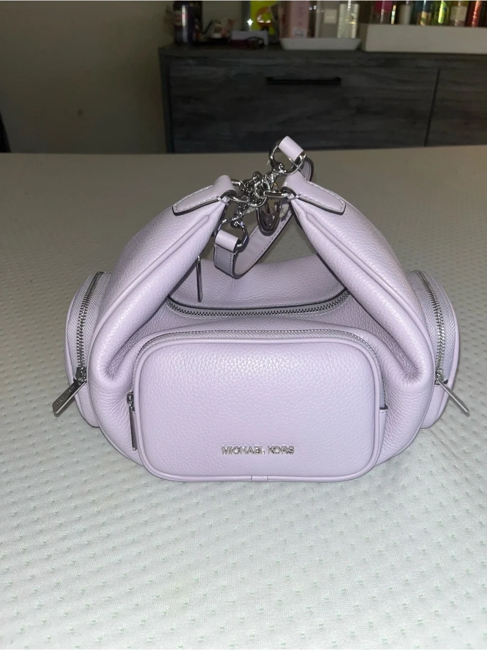 Michael Kors Lilac Pebbled Crossbody Bag with Silver Hardware - Picture 4 of 11